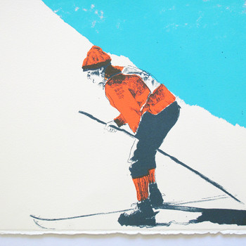 Fresh Mountain Air - Skiing Screen Print (detail 02) by Anna Marrow at Of Cabbages and Kings