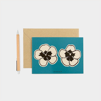 Edible Flowers Recipe Notecards - Pack of 4 - (violet front) by Studio Wald at Of Cabbages and Kings