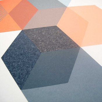 Purple Cube original geometric screen print (detail 02) by artist and print maker Emma Studd at Of Cabbages and Kings