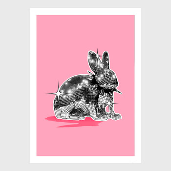 Bunny (Pink) Disco Screen Print by Luke Marsh at Of Cabbages and Kings