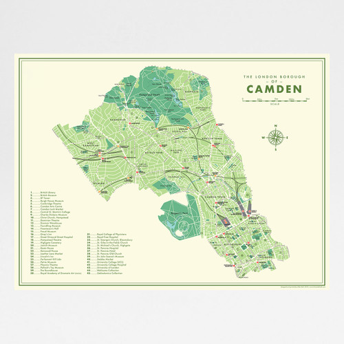 Camden Retro Map art print by Mike Hall at Of Cabbages and Kings