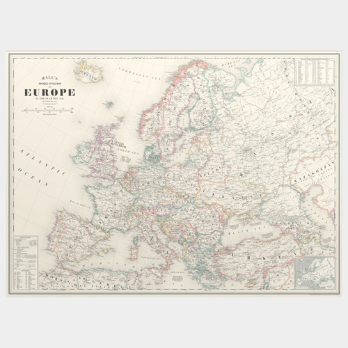 Antique Style Map of Europe art print by Mike Hall at Of Cabbages and Kings. 