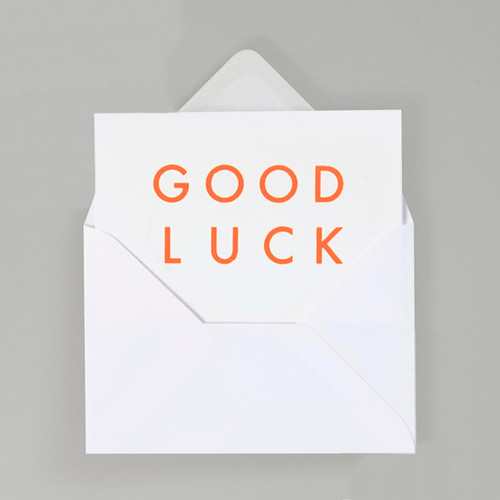 Good Luck Typographic Card by Ola at Of Cabbages and Kings