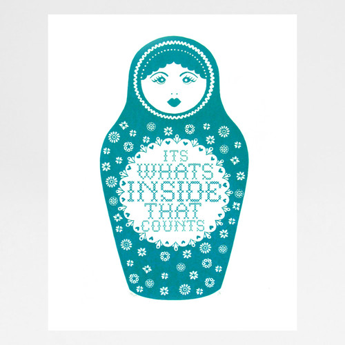 Russian Doll screen print by Hazel Nicholls at Of Cabbages and Kings 
