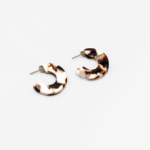 Umber Flora Mini Hoop Earrings by Custom Made at Of Cabbages and Kings