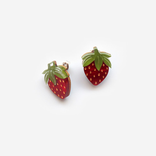 Mini Strawberry Studs by Wolf and Moon at Of Cabbages and Kings