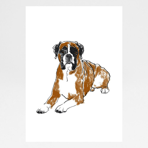 Boxer screen print by Tiff Howick at Of Cabbages and Kings. 