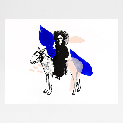 Yves Klein Blue: Girl on a Donkey screen print by Marcelina Amelia at Of Cabbages and Kings