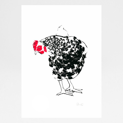 Hen screen print (A3) by Tiff Howick at Of Cabbages and Kings