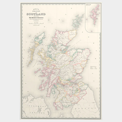 Scotland Historic County Map Art Print by Mike Hall at Of Cabbages and Kings