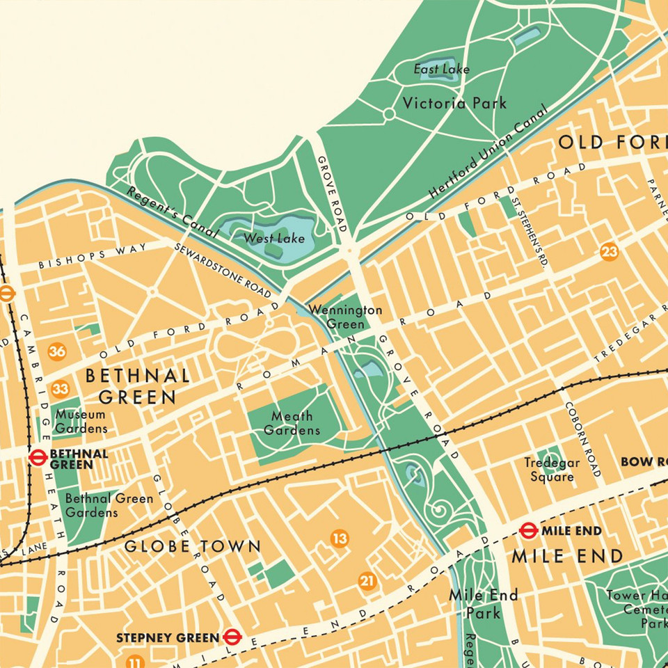 Tower Hamlets Retro Map Art Print By Mike Hall At Of Cabbages And Kings tower-hamlets-retro-map-art-print-by-mike-hall-at-of-cabbages-and-kings