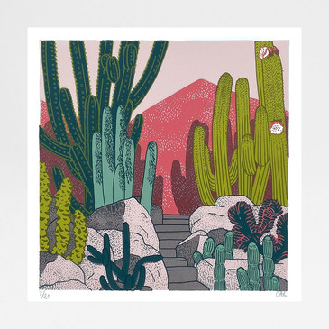 Cactus Garden print by Claudia Borfiga at Of Cabbages and Kings