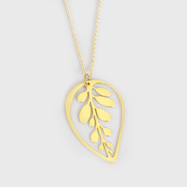 Calathea Makoyana Leaf Gold Statement Necklace by Mica Peet at Of Cabbages and Kings