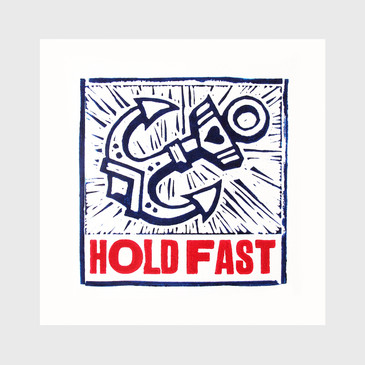 Hold Fast - Woodblock Type and Linocut Anchor Sailor's Tattoo Print by Gareth Williams at Of Cabbages and Kings