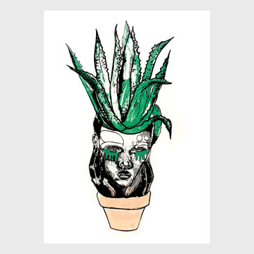 Expat Vera Syndrome - Aloe Vera Cactus screen print by Marcelina Amelia at Of Cabbages and Kings