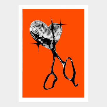Scissors (Orange) Disco Screen Print by Luke Marsh at Of Cabbages and Kings