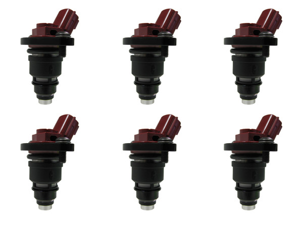 Set of 6 Racing Performance Fuel Injectors 550 cc/min at 43 PSI, including all Hardware mounting accessories.
