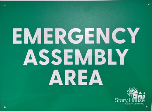 Story House - Emergency Assembly Area polypropylene sign - 450 x 330mm