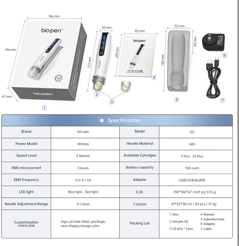 Bio Pen-Q2 美顔器 EMS MTS LED機能搭載 ノアグロウ同型機 Bio Pen-Q2 美顔器 EMS MTS LED機能搭載 ノアグロウ同型機 Bio