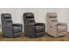 Gemini Swivel Power Recliner  series: Flint, Truffle and Linen

Also available with manual recline feature. All Gemini Recliners offer adjustable headrest.