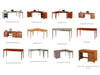 Several Modular desk configuration options. All Made of Solid alder wood in the USA