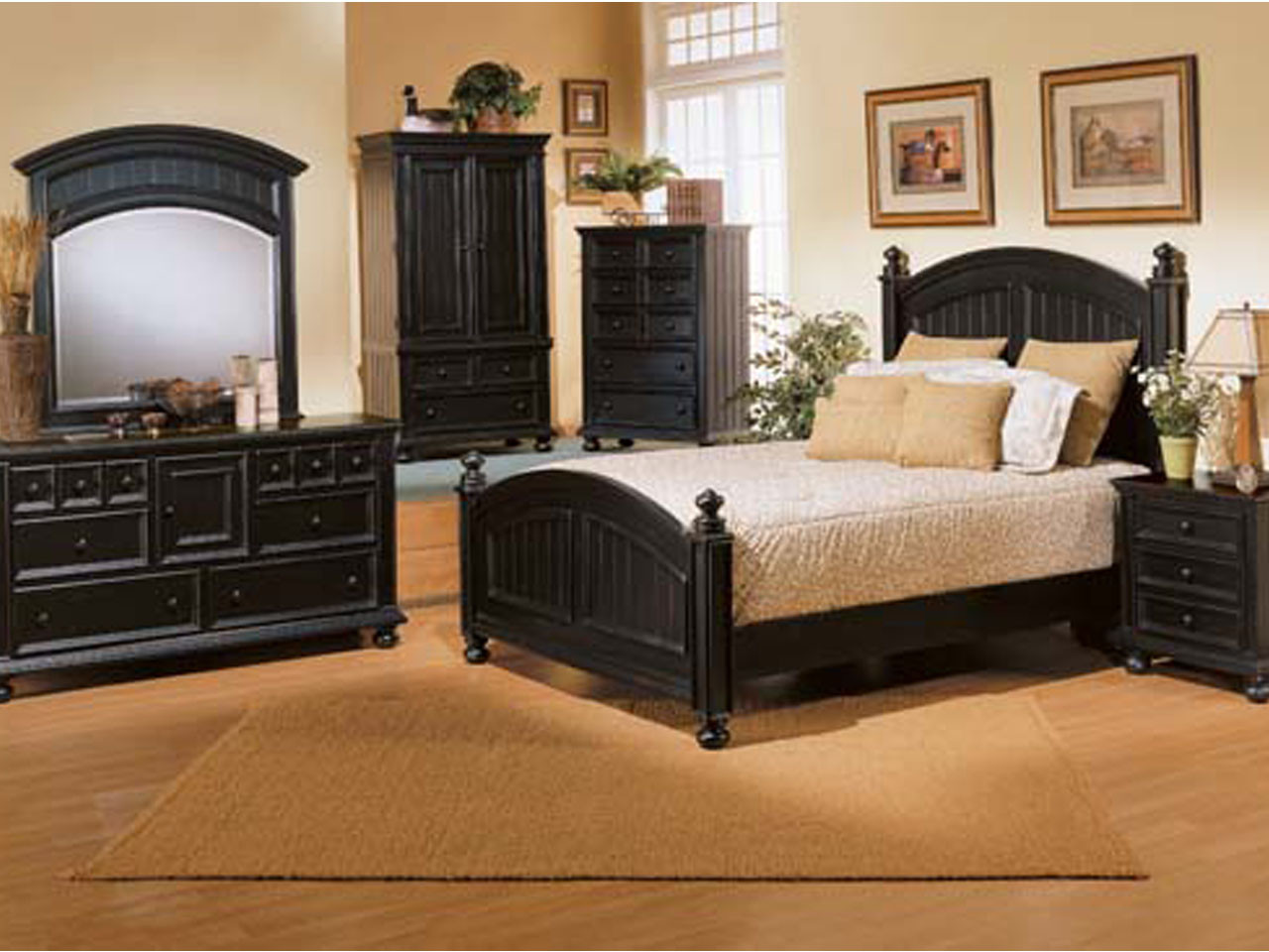 Cape Cod Panel Bed Black Vintage Oak Furniture