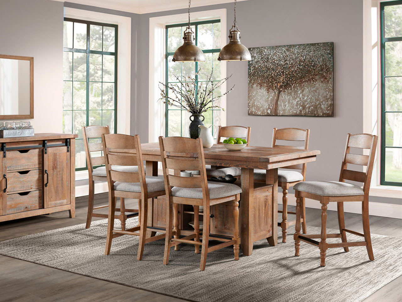 Highland Farmhouse counter table and Barstools