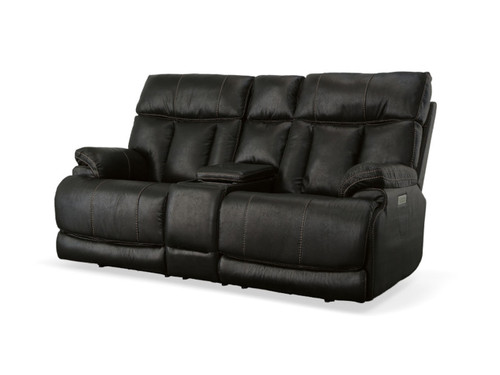 Clive Power Reclining Console Love seat With Power Lumbar Clive Power Reclining Console Love seat With Power Lumbar
