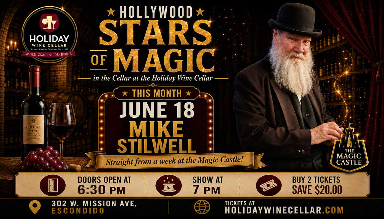Back for their 3rd Year of Magic in the Cellar is Hollywood Stars of Magic! First show is 2/19 and every third Thursday of the month throughout 2026! Grab your tickets now and be ready to be amazed!