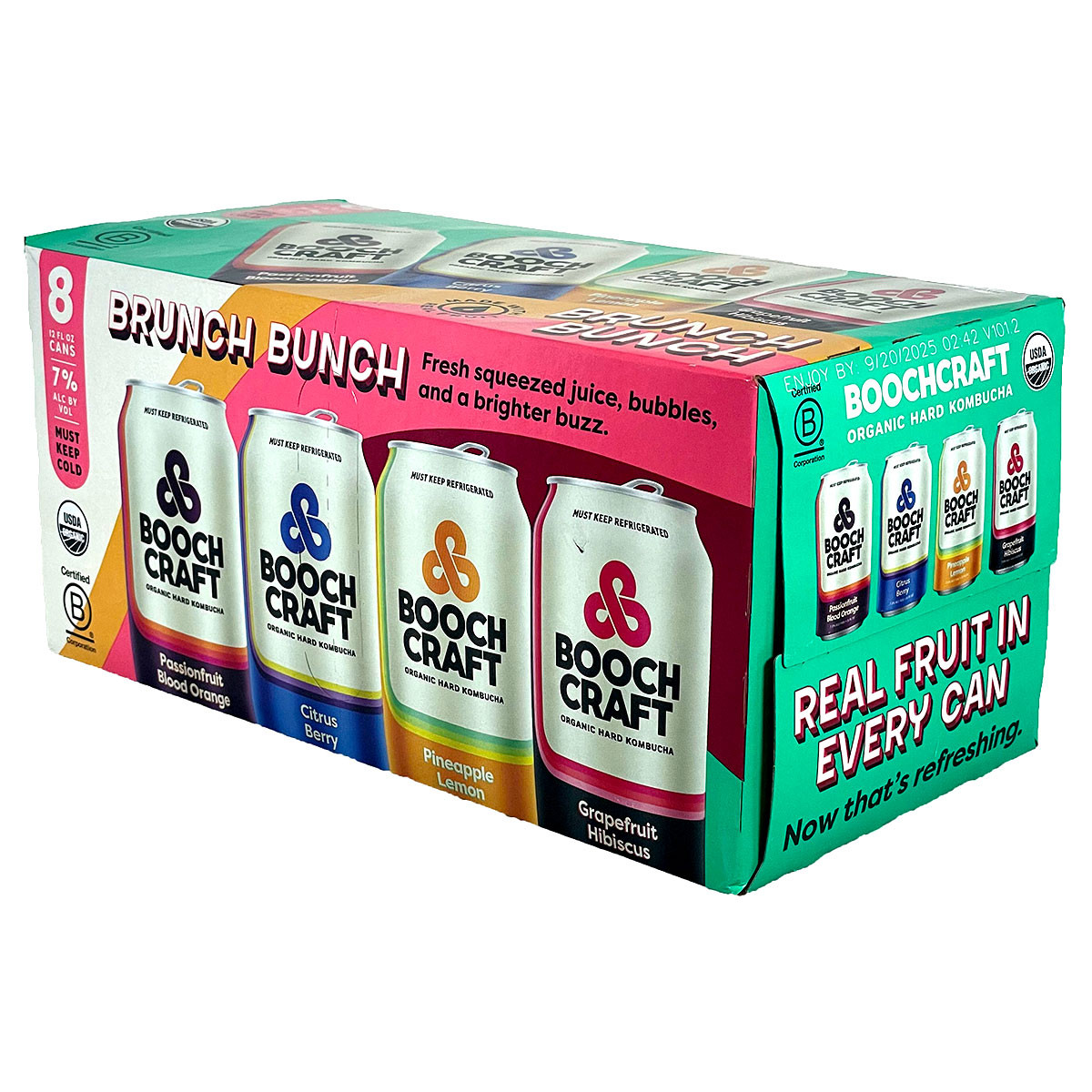 Hubbishハビッシュ☆コージーラグランセット Boochcraft Organic Hard Kombucha Variety 8-Pack Can