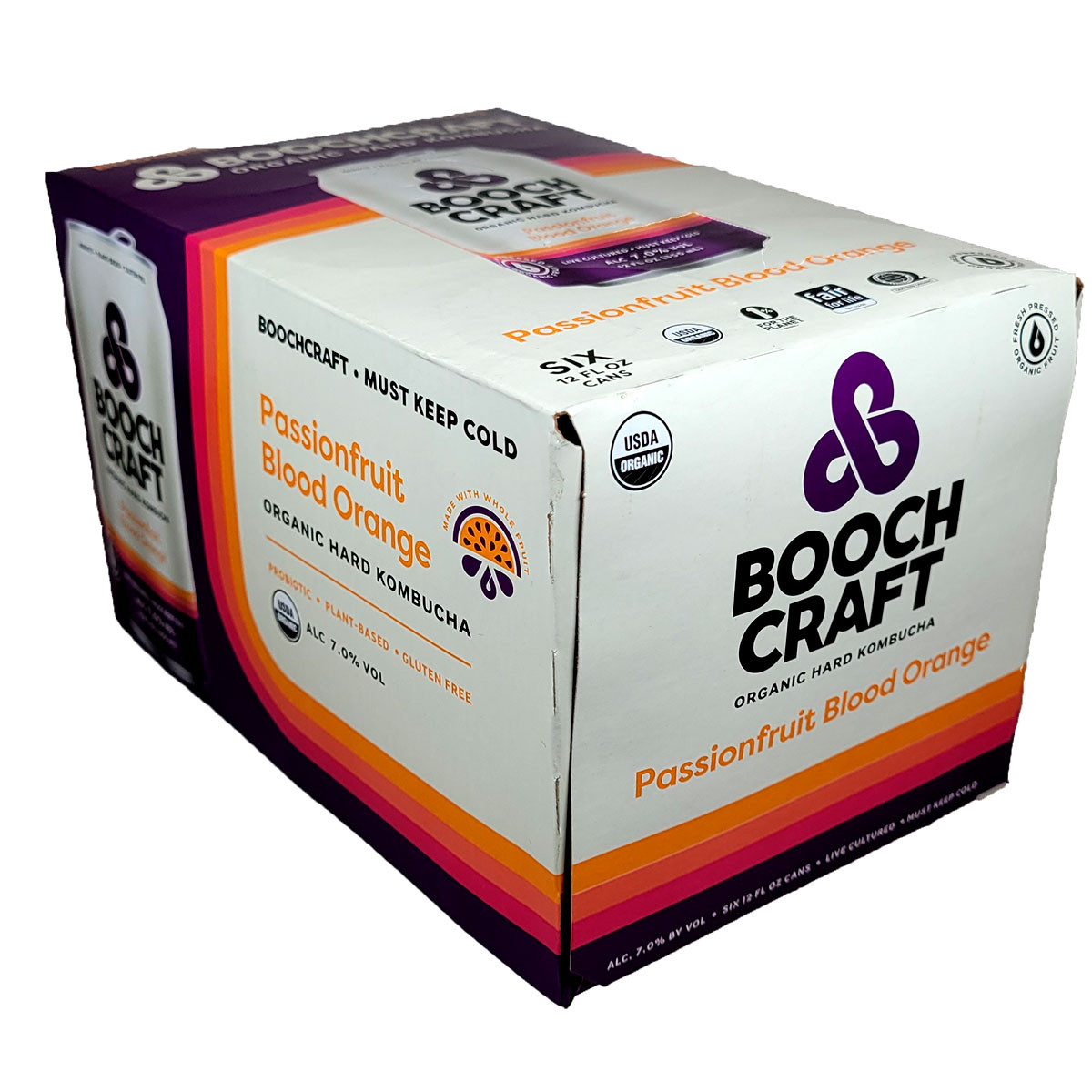 Boochcraft Passionfruit Blood Orange Organic Hard Kombucha 6-Pack Can