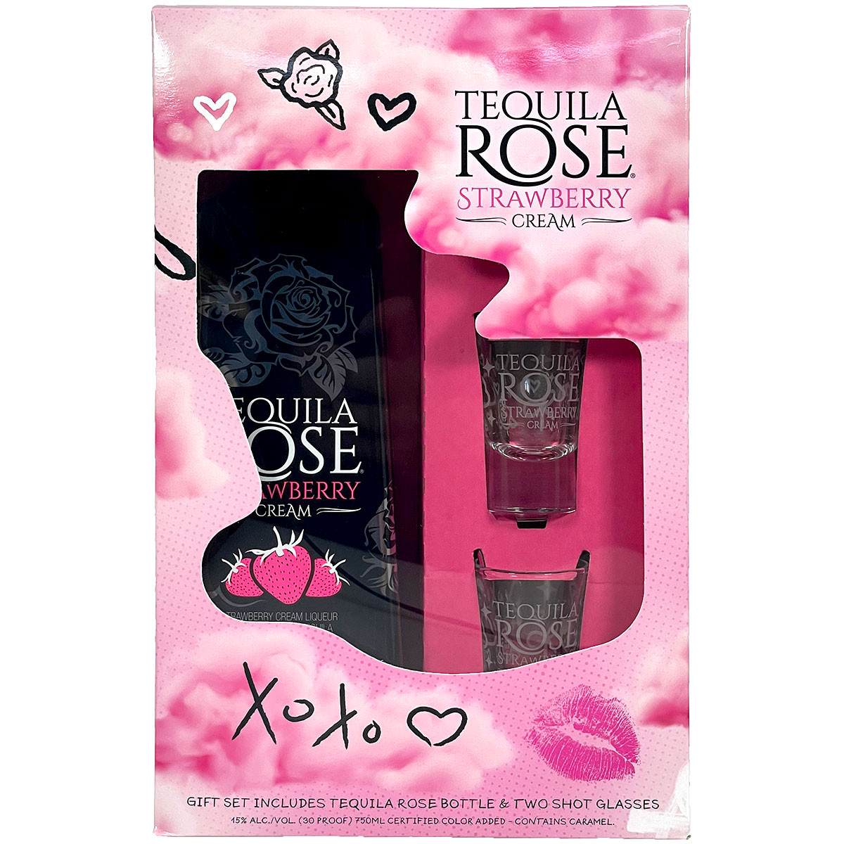 Tequila Rose Strawberry Cream Liqueur Gift Pack With 2 Glasses