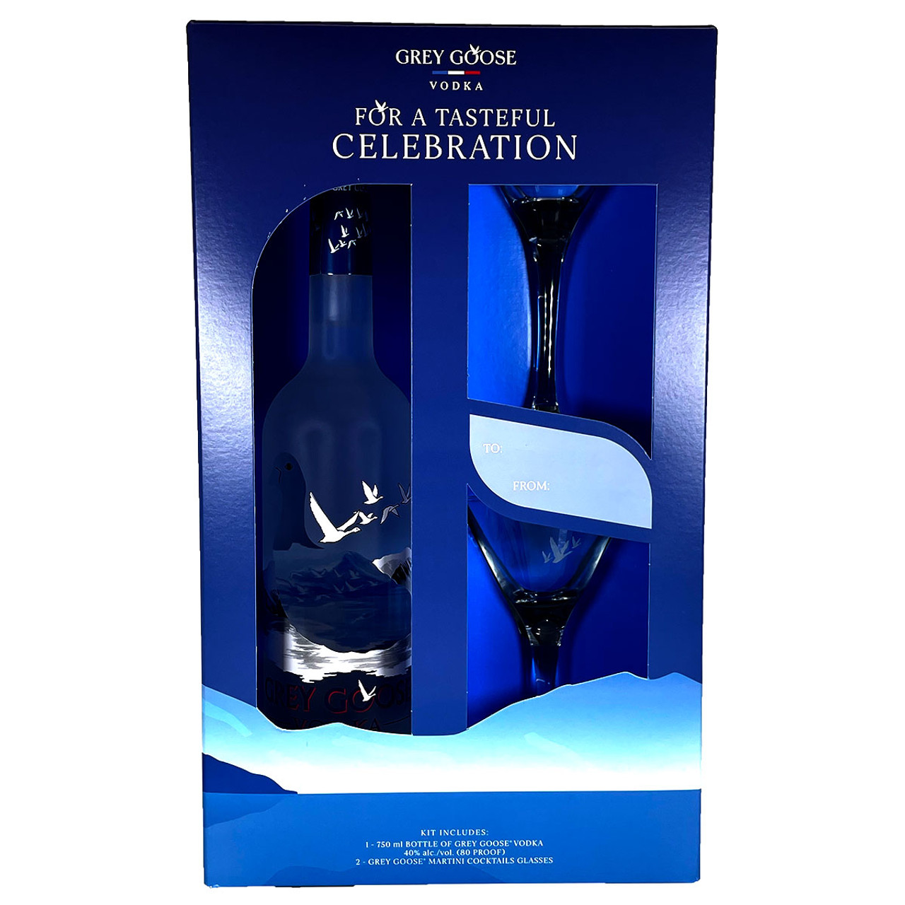 Grey Goose Vodka Gift Pack With 2 Martini Glasses - Holiday Wine Cellar