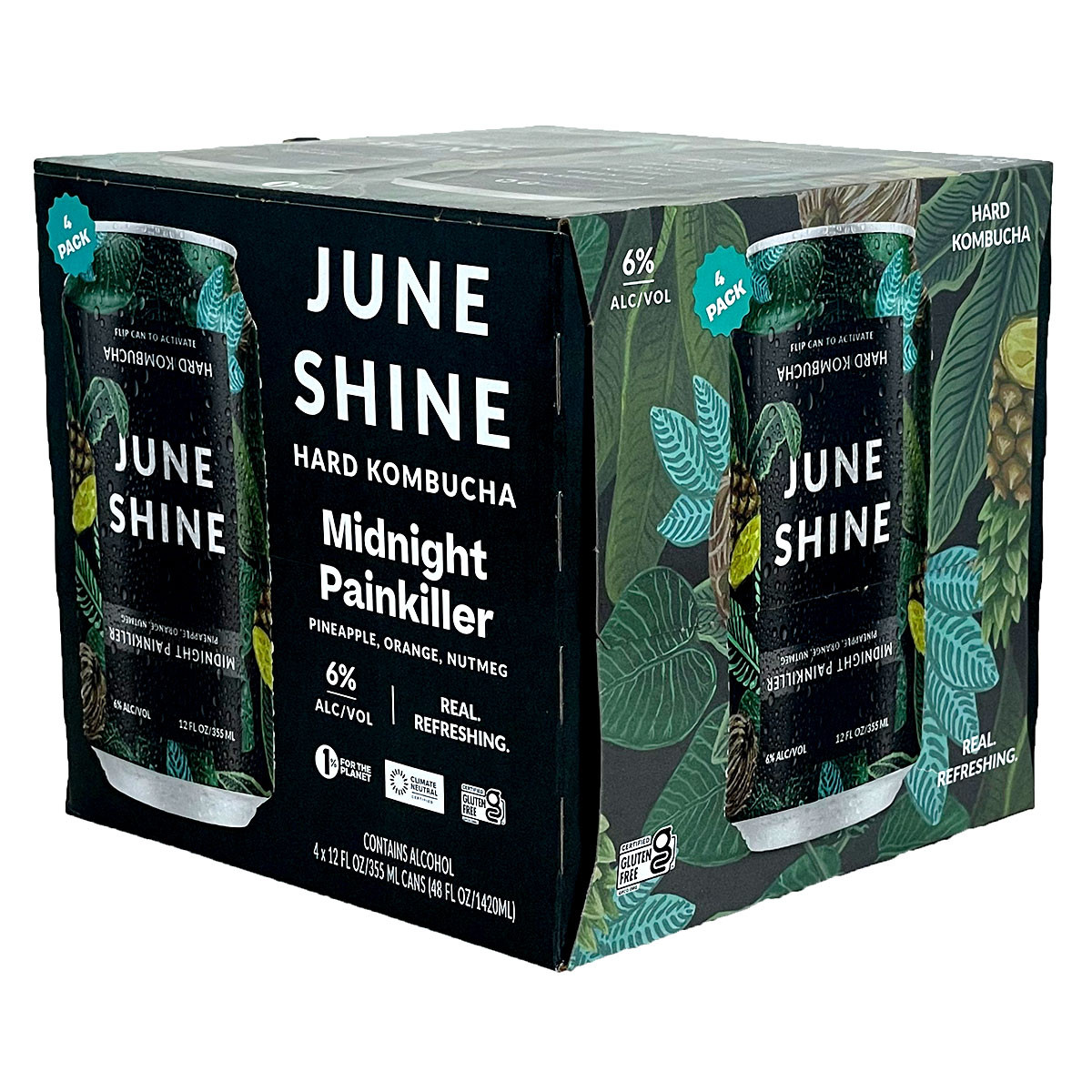 JuneShine Midnight Painkiller Hard Kombucha 4-Pack Can