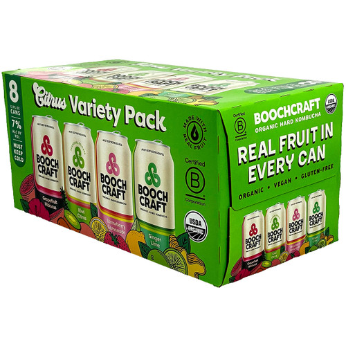 Boochcraft Organic Hard Kombucha Tropical Variety 8-Pack Can