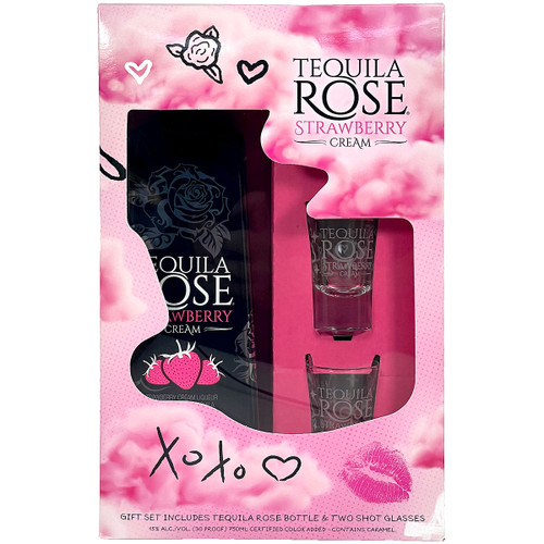 Tequila Rose Strawberry Cream Liqueur Gift Pack With 2 Glasses