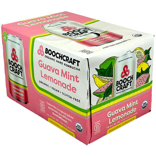 Boochcraft Guava Mint Lemonade Organic Hard Kombucha 6-Pack Can