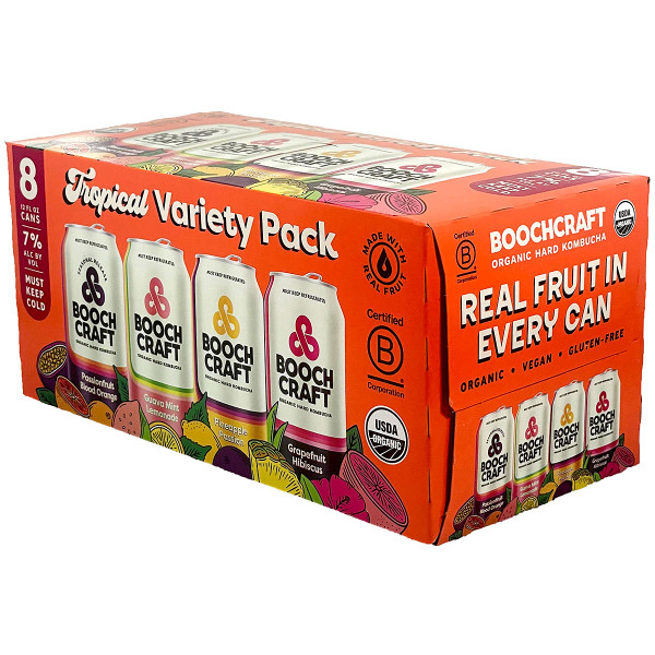 Boochcraft Organic Hard Kombucha Tropical Variety 8-Pack Can