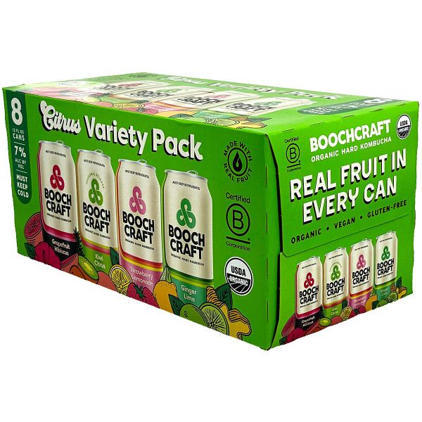Boochcraft Organic Hard Kombucha Tropical Variety 8-Pack Can