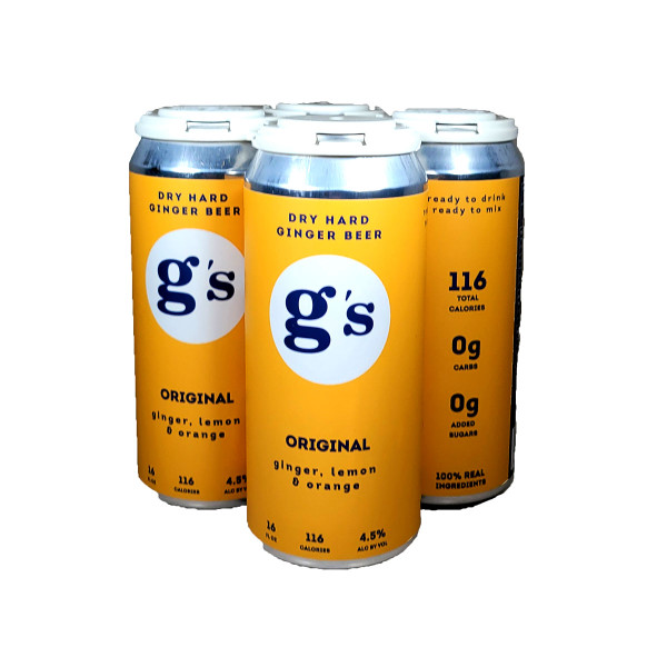 G's Original Ginger Lemon Orange Dry Hard Ginger Beer 4-Pack Can