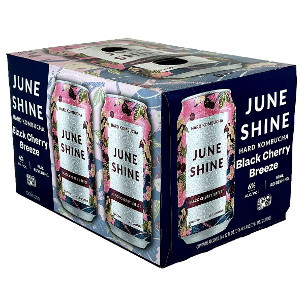 JuneShine Black Cherry Breeze Hard Kombucha 6-Pack Can