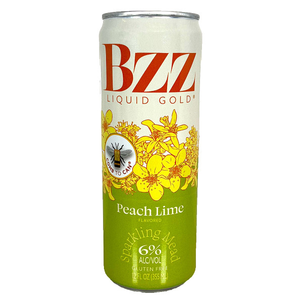 Meadiocrity Bzz Liquid Gold Peach Lime Sparkling Mead Can