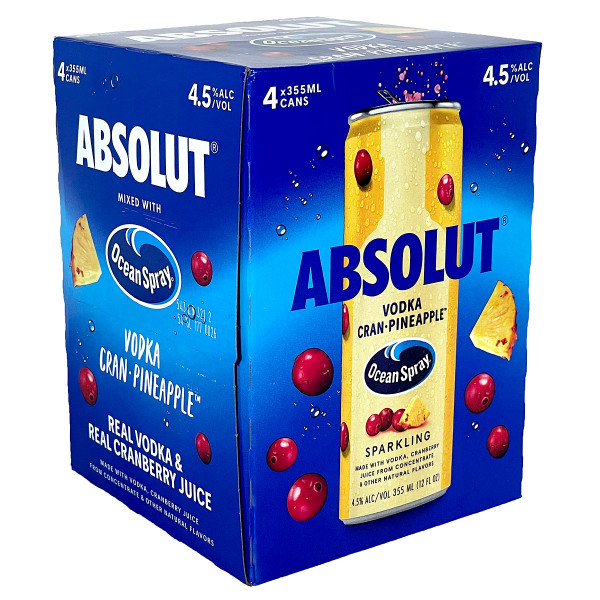 Absolut Cran Pineapple Cocktail 4-Pack Can