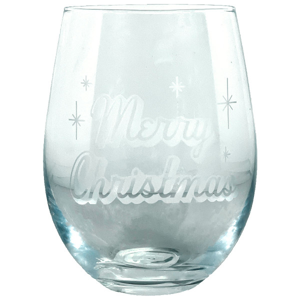 Merry Christmas Stemless Wine Glass Merry Christmas Stemless Wine Glass