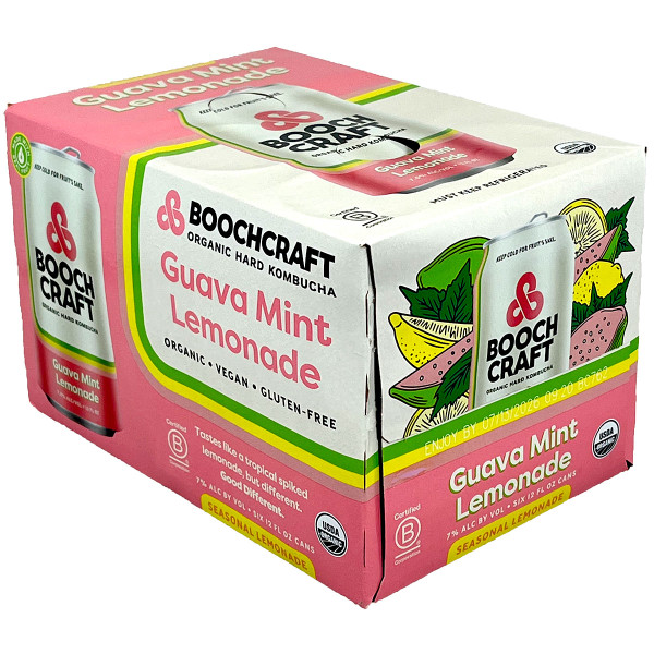 Boochcraft Guava Mint Lemonade Organic Hard Kombucha 6-Pack Can