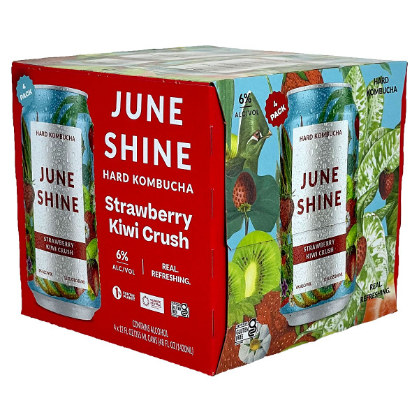 JuneShine Strawberry Kiwi Crush Hard Kombucha 4-Pack Can