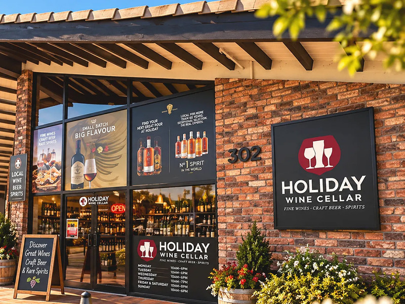 Holiday Wine Cellar storefront at 302 W. Mission Avenue in Escondido, California