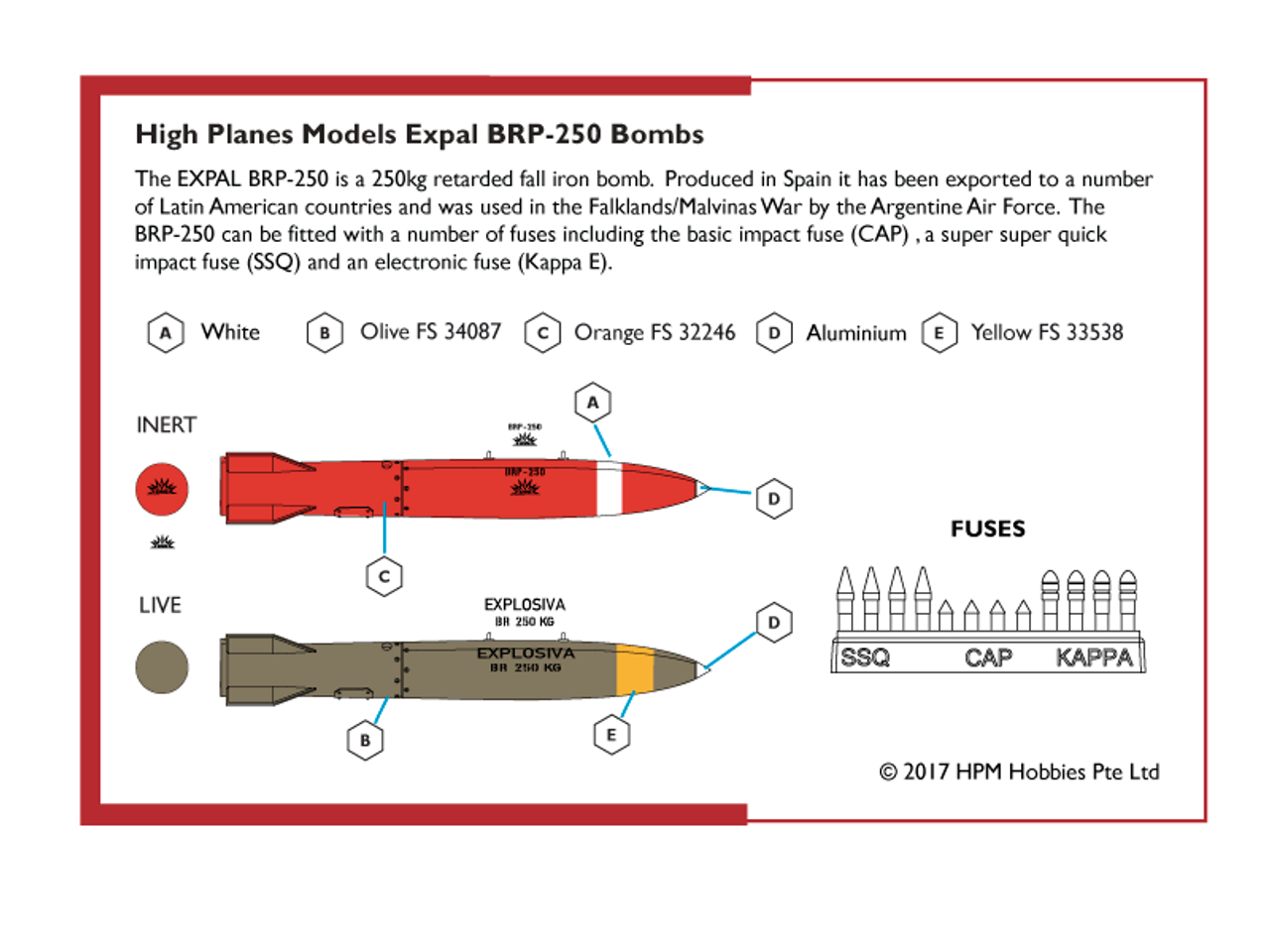 High Planes EXPAL BRP-250 Bombs x 4 Accessories 1:72 (HPA072051)