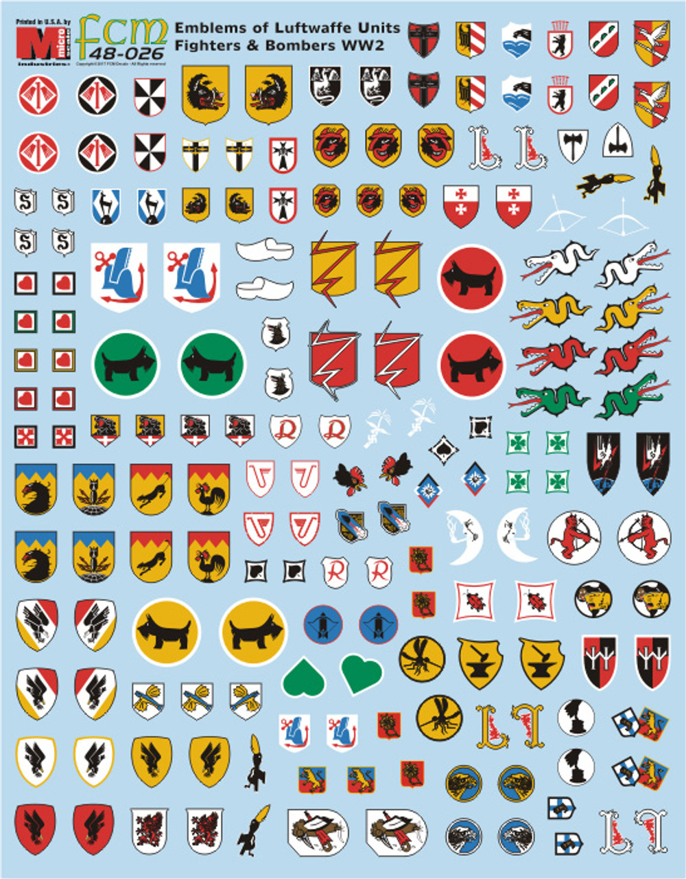 FCM Luftwaffe Squadron Unit Emblems Markings Decals 1:48 (FCD048026)