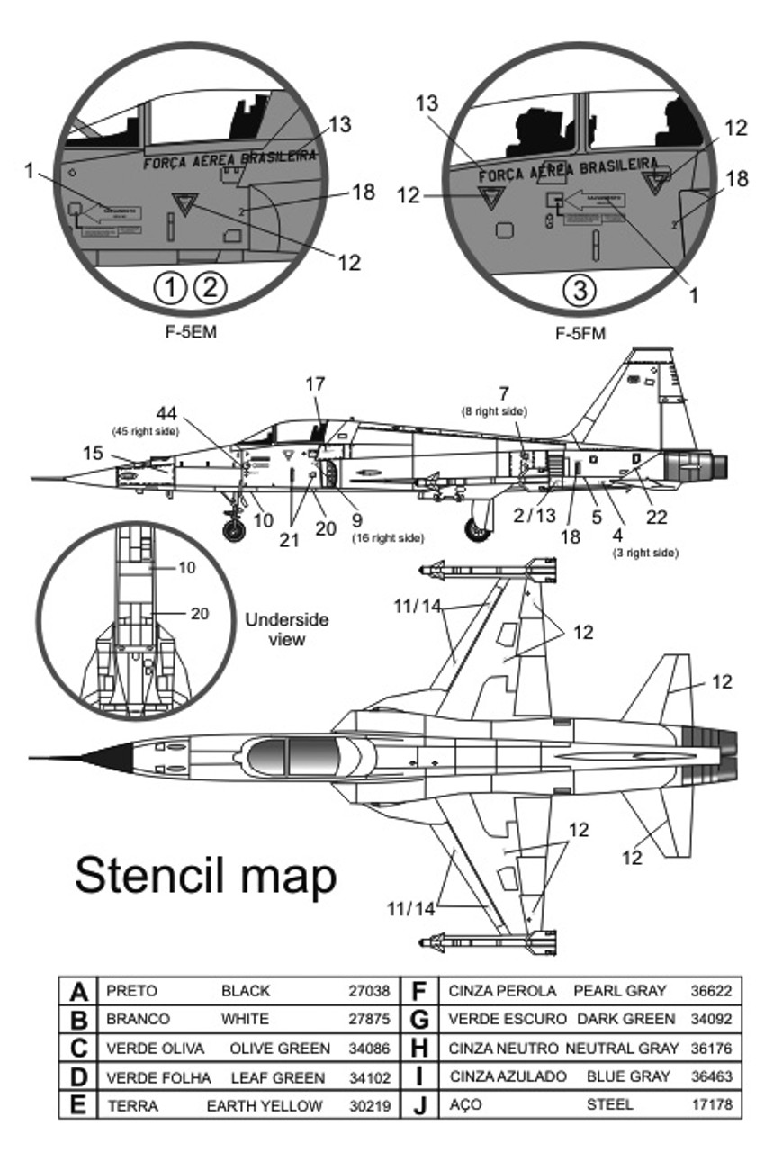 FCM F-5B/E/F Forca Aerea Brasileria Brazilian Tigers Decals 1:48